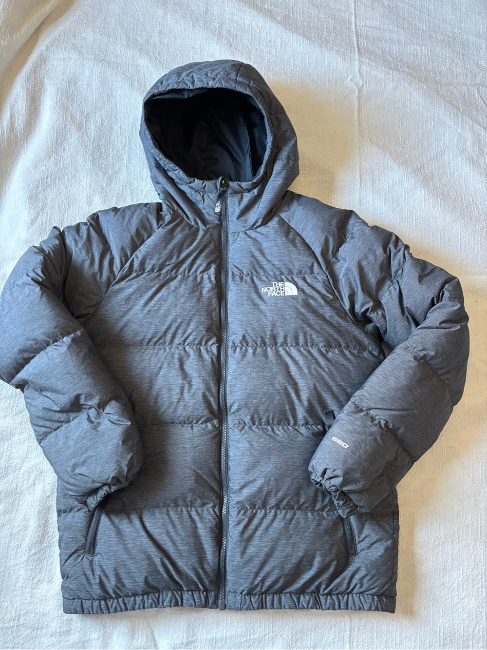 The North Face Youth Gray Reversible Puffer Hooded Jacket XL